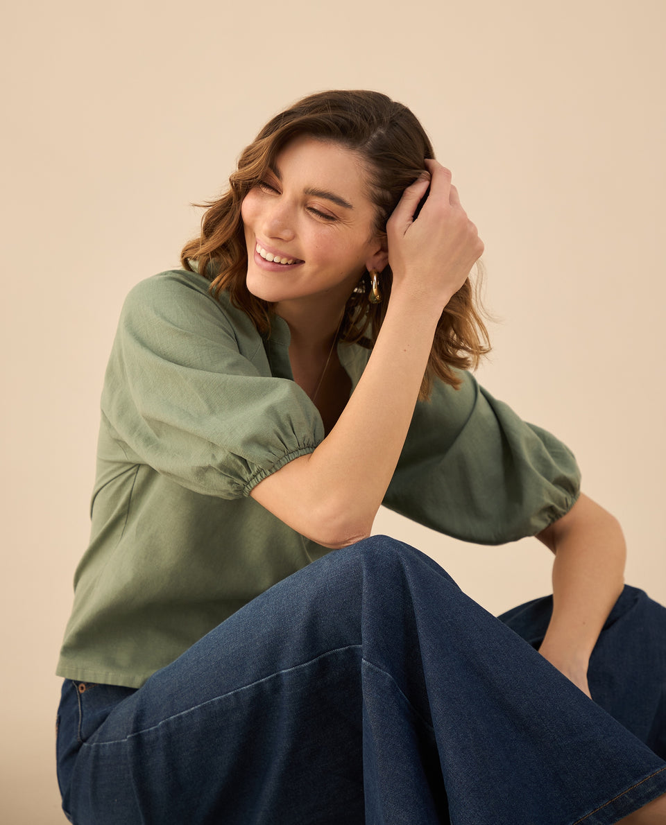Camisa manga 3/4 para mujer - Verde 34_612G002_VER176212_5