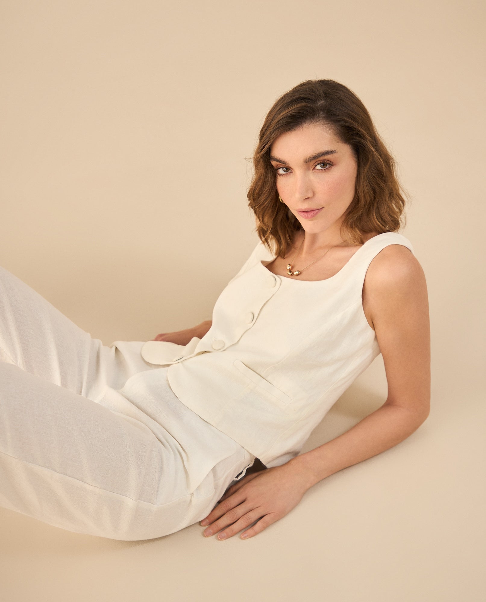 Camisa de escote redondo para mujer - Blanco 34_612G004_BLA114202_0