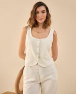 Camisa de escote redondo para mujer - Blanco