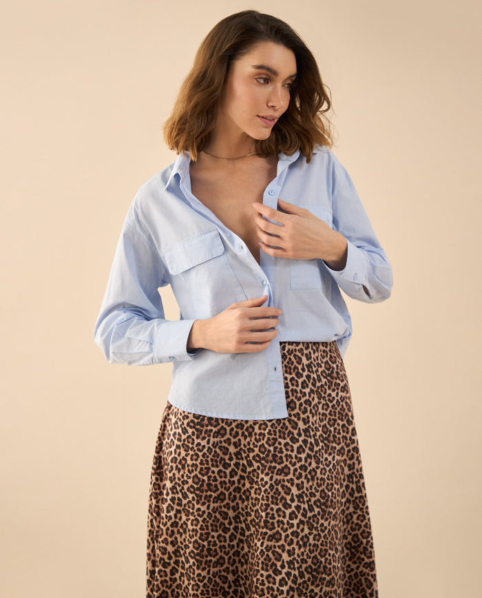 Camisa con detalles bordados para mujer - Azul 34_612G008_AZU154030_3