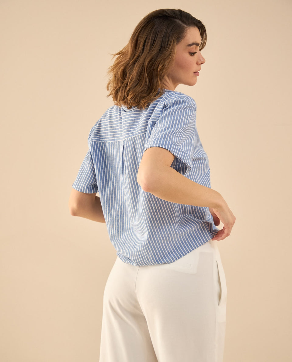Camisa a rayas para mujer - Azul 34_612G009_AZU134110_4