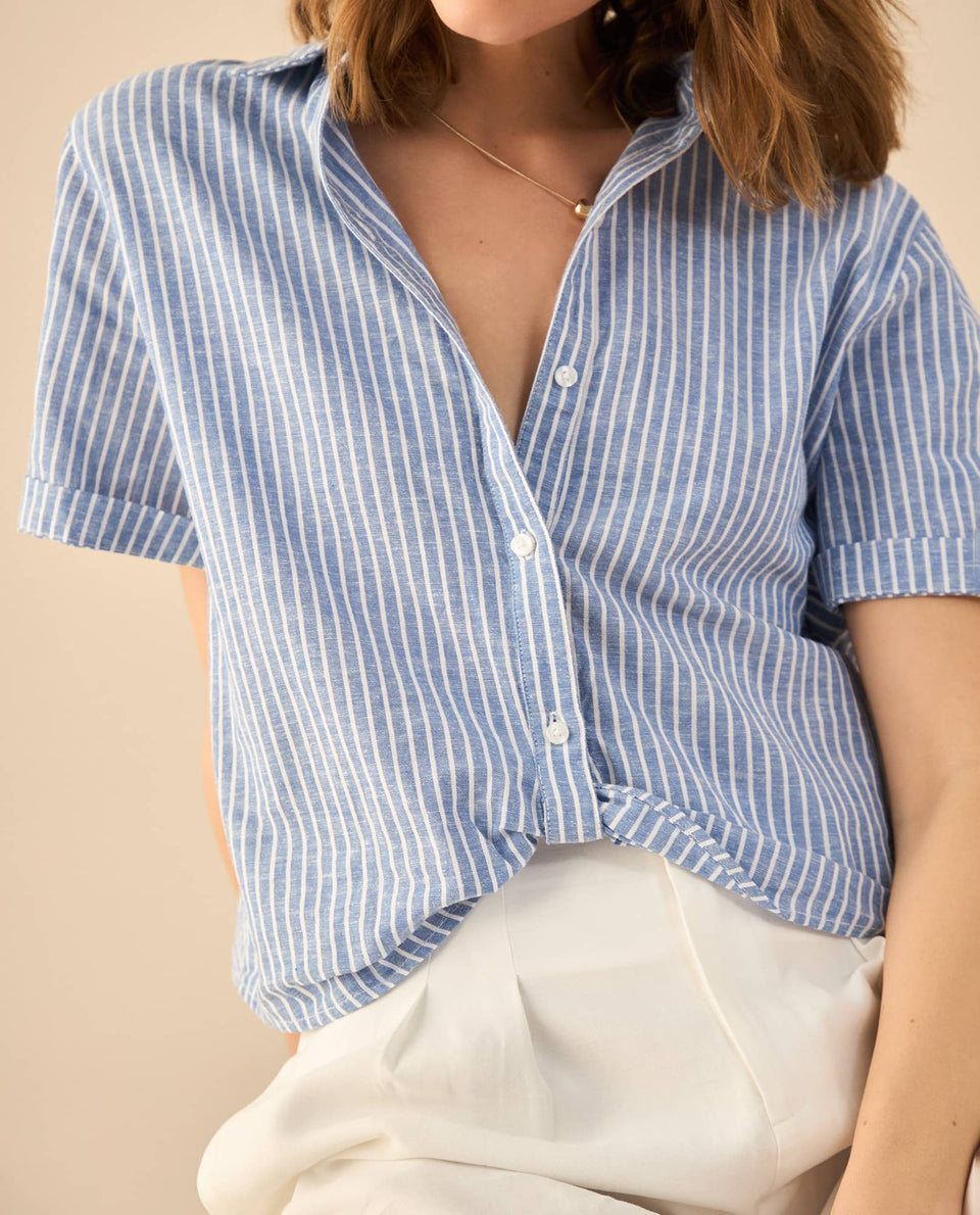 Camisa a rayas para mujer - Azul 34_612G009_AZU134110_5