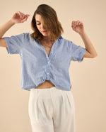 Camisa a rayas para mujer - Azul