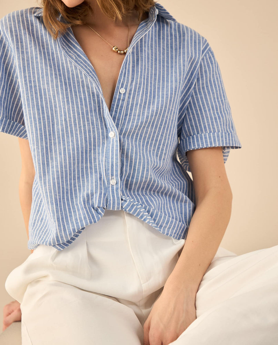 Camisa a rayas para mujer - Azul 34_612G009_AZU134110_7