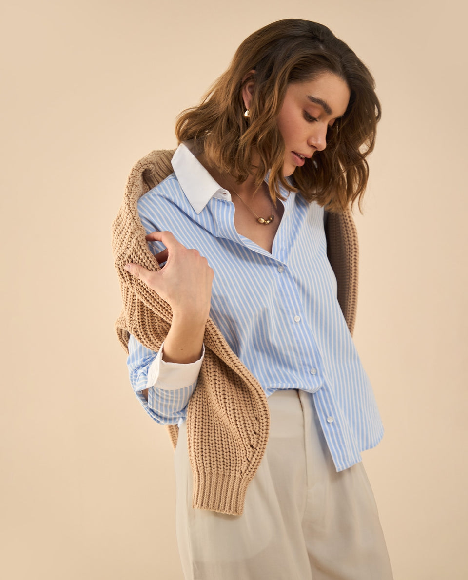 Camisa de largo asimétrico para mujer - Azul 34_612G011_AZU193921_3