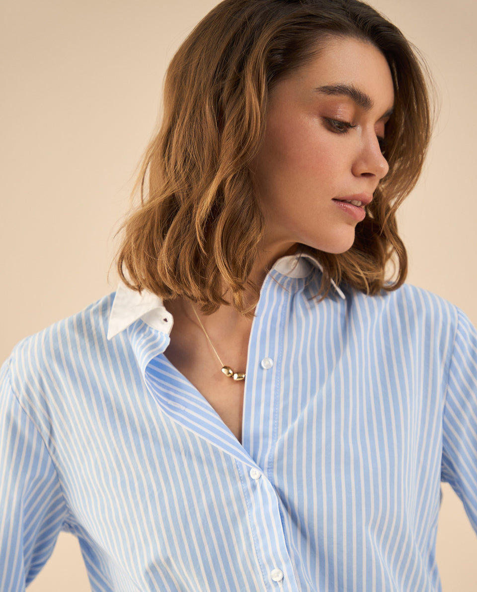 Camisa de largo asimétrico para mujer - Azul 34_612G011_AZU193921_5