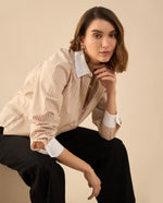 Camisa de largo asimétrico para mujer - Café 34_612G011_CAF171320_0