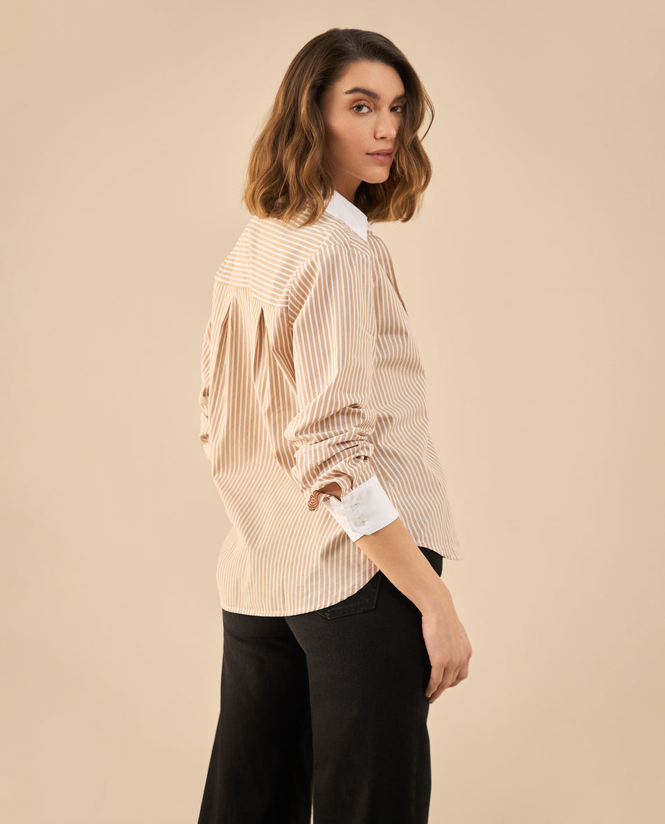 Camisa de largo asimétrico para mujer - Café 34_612G011_CAF171320_4