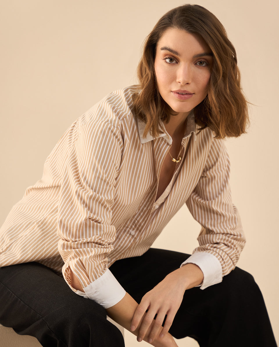 Camisa de largo asimétrico para mujer - Café 34_612G011_CAF171320_7