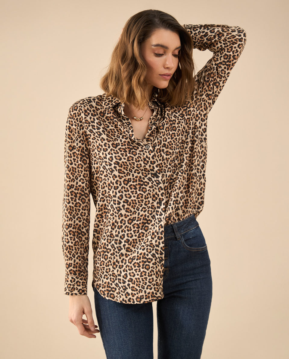 Camisa de animal print para mujer - Café 34_612G012_CAF171320_3