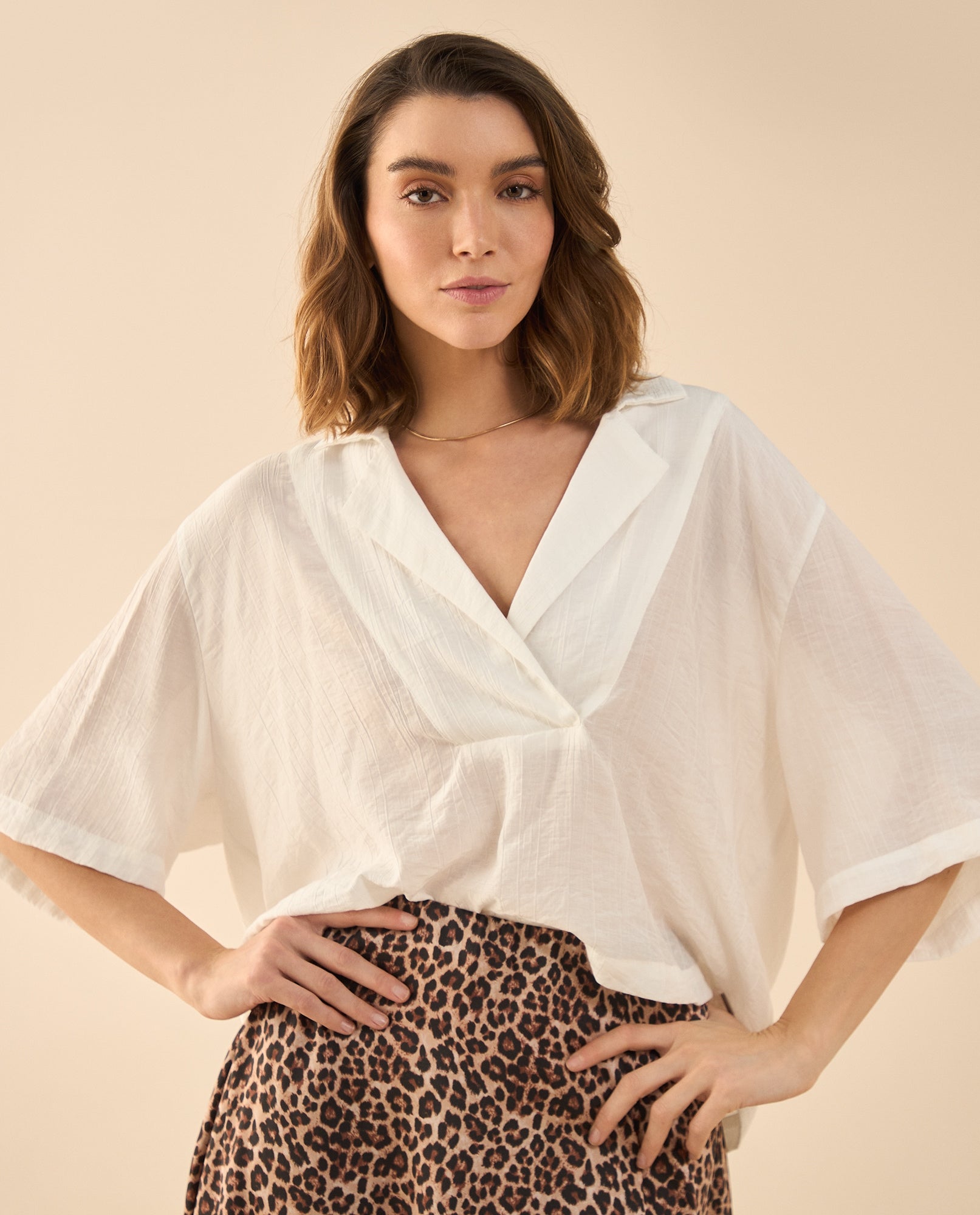 Camisa de diseño cerrado para mujer - Blanco 34_612G016_BLA110601_0