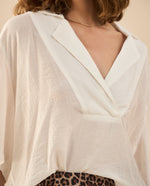 Camisa de diseño cerrado para mujer - Blanco