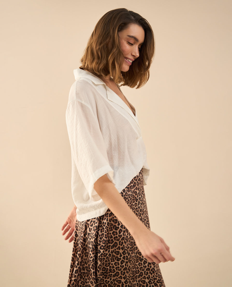 Camisa de diseño cerrado para mujer - Blanco 34_612G016_BLA110601_7