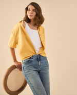 Camisa manga corta para mujer - Beige