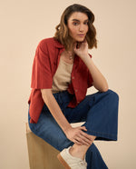 Camisa manga corta para mujer - Rojo