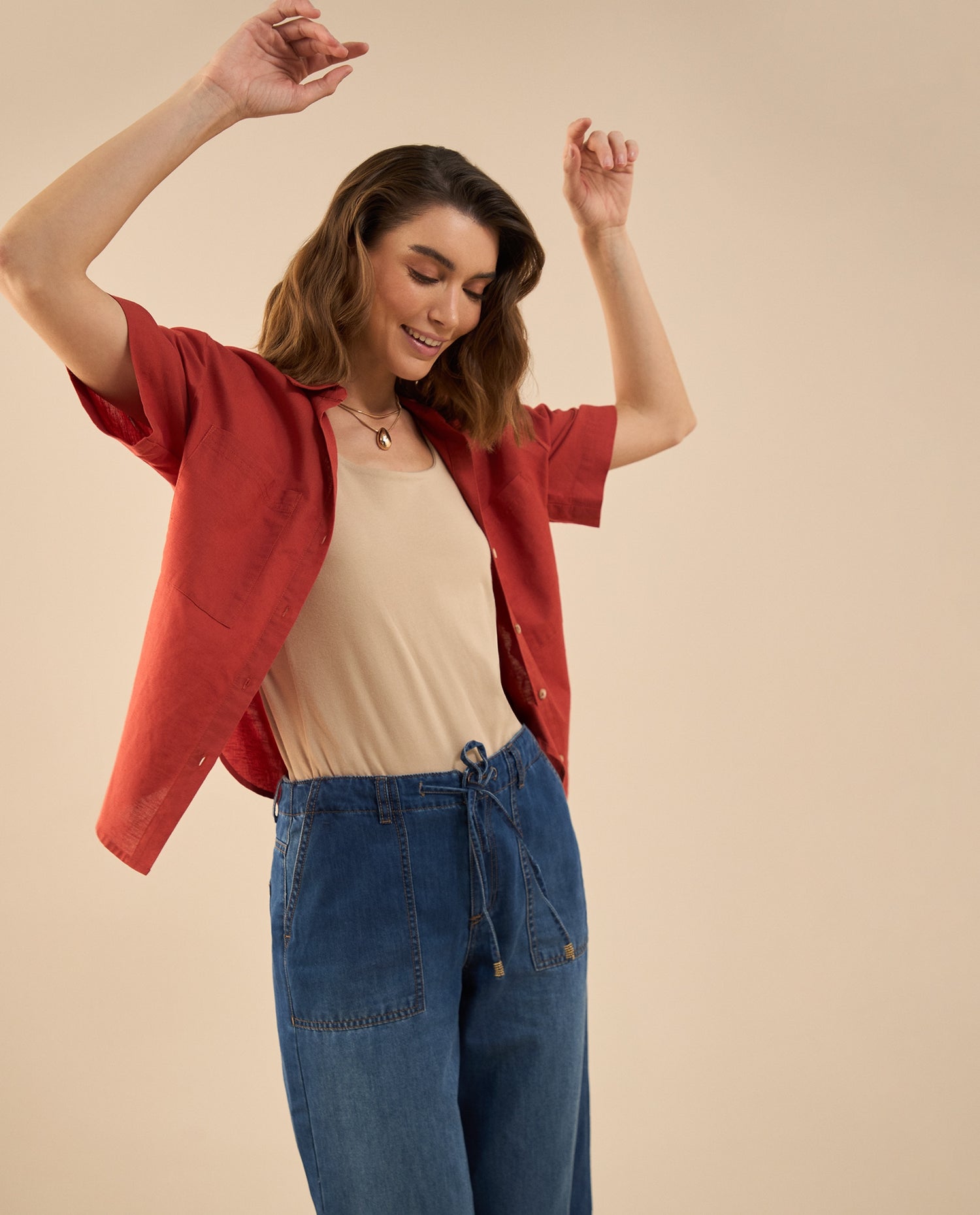 Camisa manga corta para mujer - Rojo