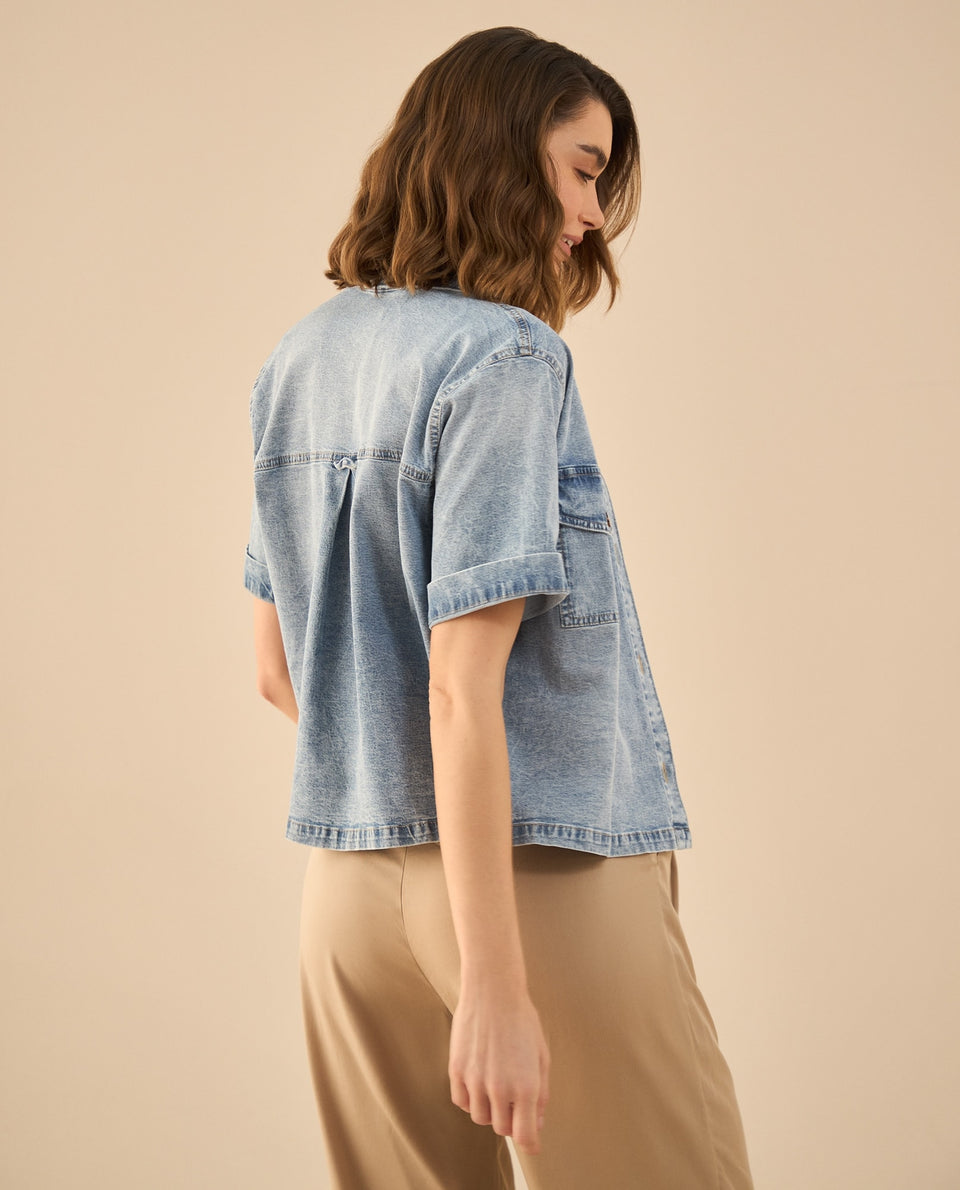 Camisa en denim para mujer - Azul 34_612G031_AZU134110_4