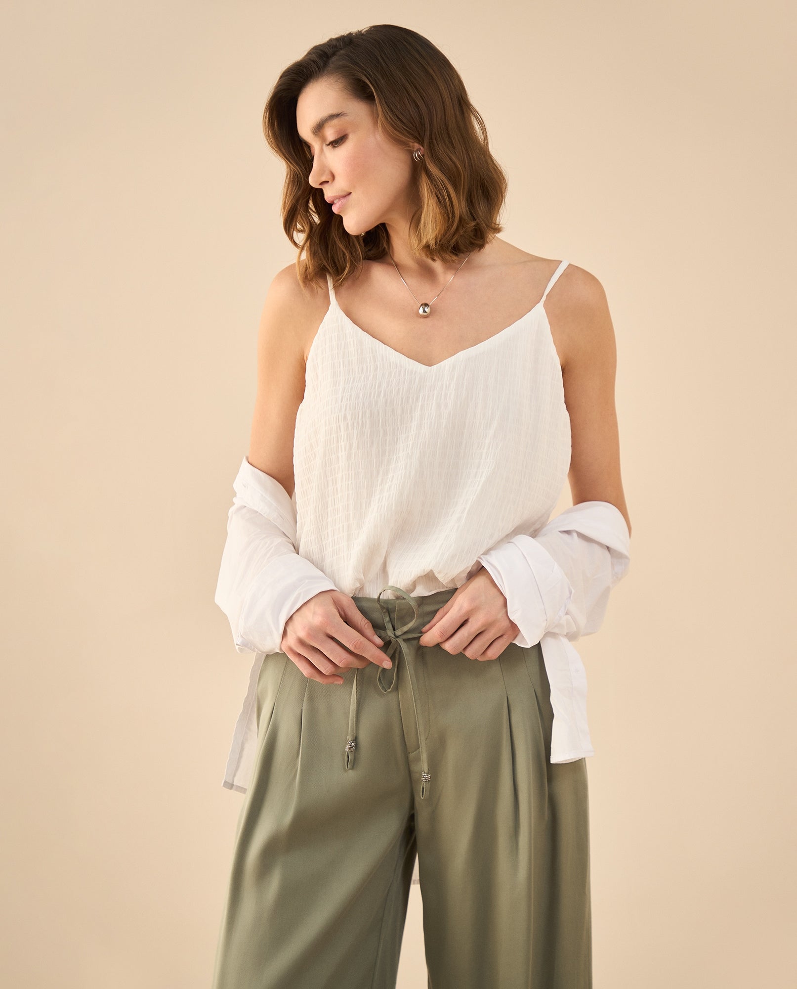 Camisa en silueta tipo A para mujer - Crudo 34_612G045_CRU110104_0
