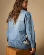 Camisa manga larga cuello camisero en algodón - Azul