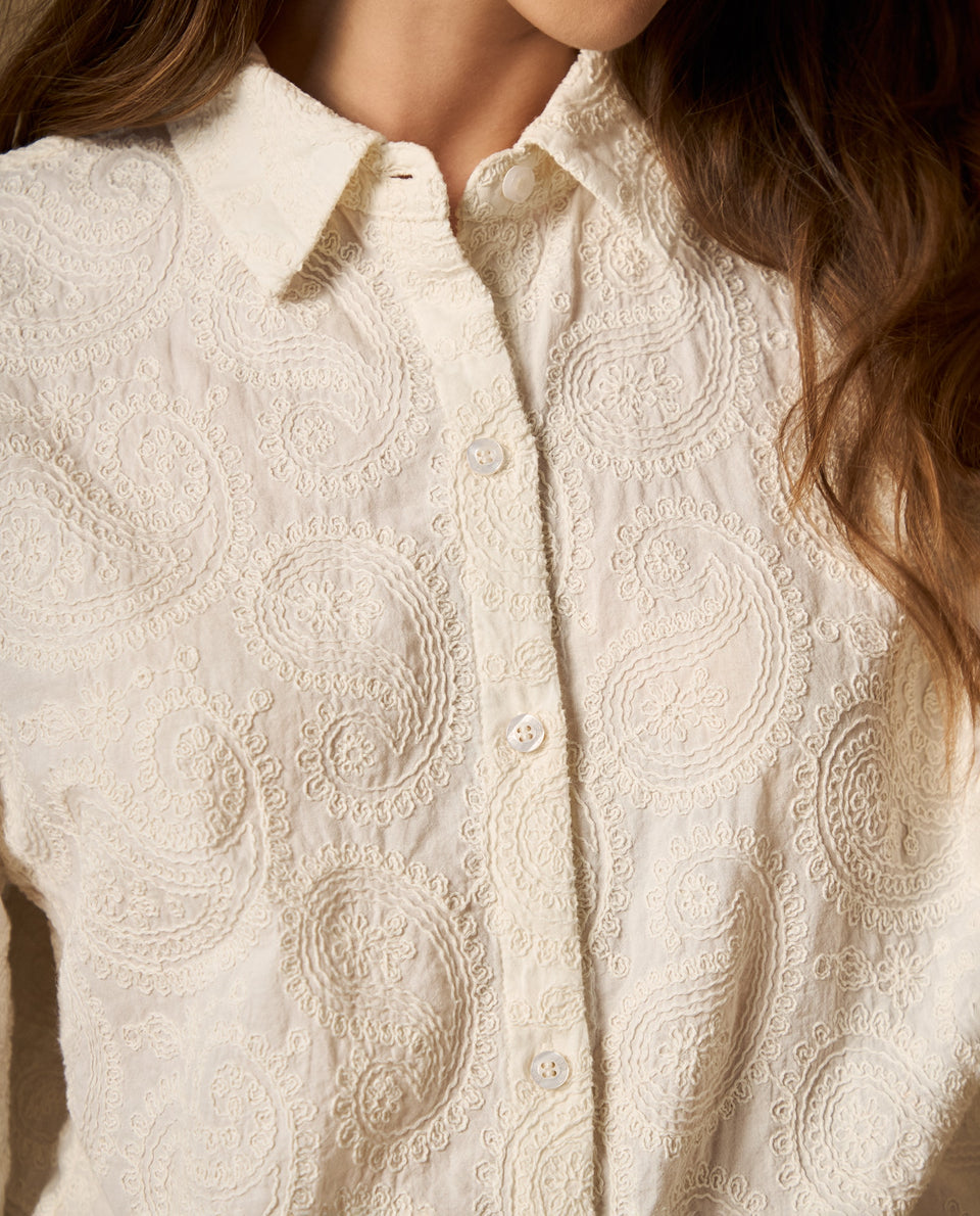 Camisa manga corta con bordado sutil cuello camisero - Crudo 34_612H004_CRU114201_3
