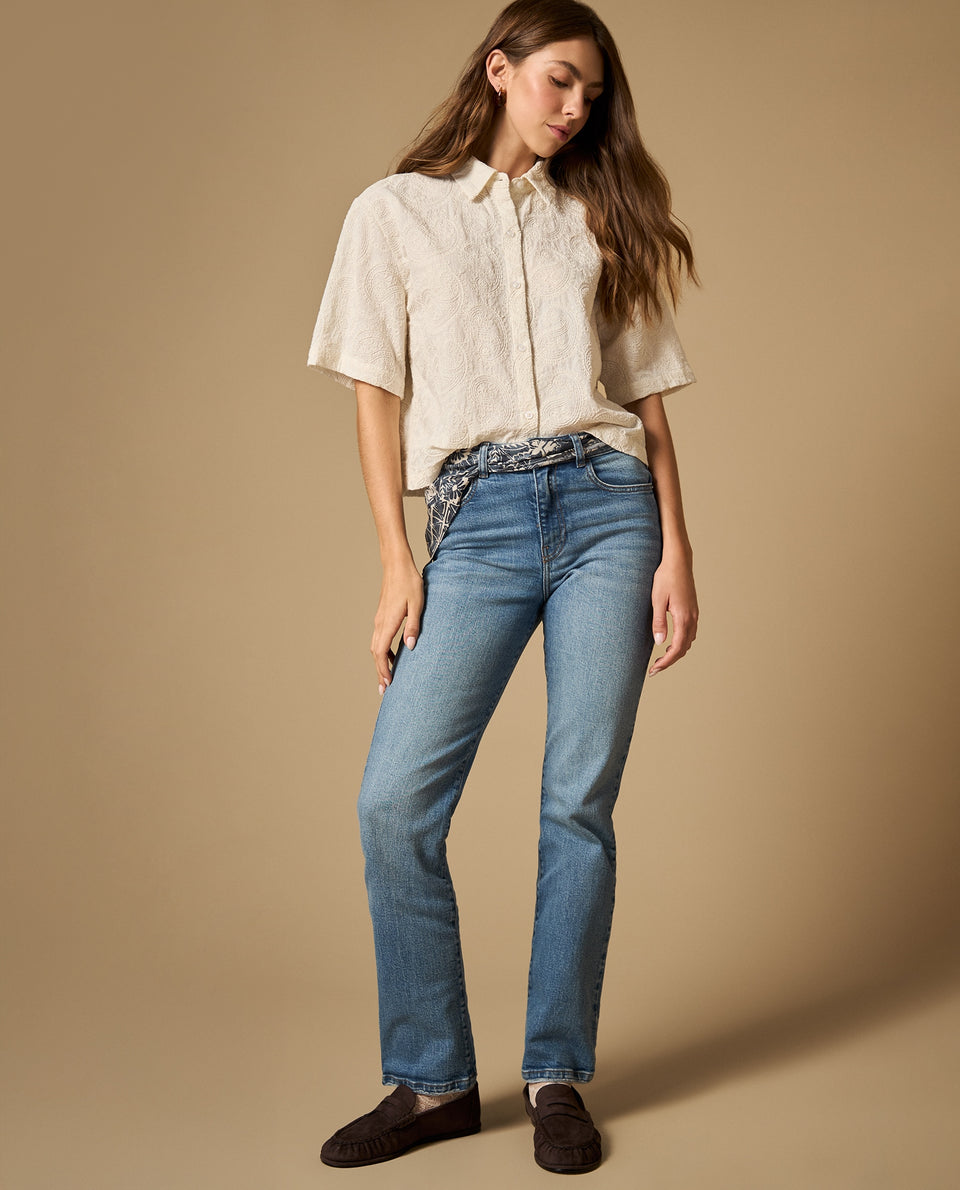 Camisa manga corta con bordado sutil cuello camisero - Crudo 34_612H004_CRU114201_7