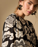 Camisa manga larga estampada cuello redondo - Negro