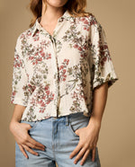 Camisa fluida manga 3/4 cuello camisero - Crudo
