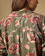 Camisa camisera manga larga con caída fluida - Verde