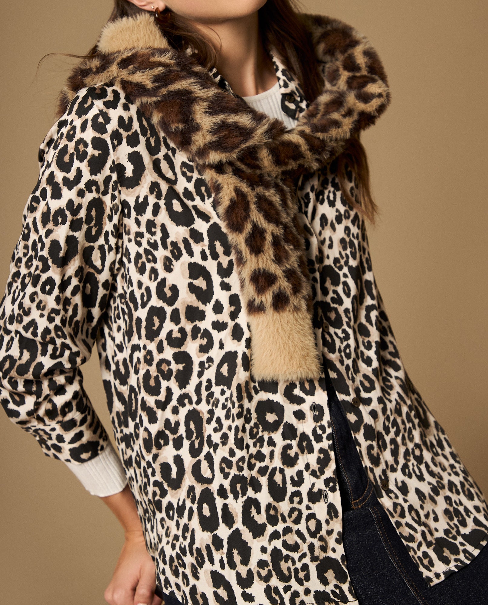 Camisa manga larga cuello camisero en viscosa - Crudo 34_612H029_CRU114201_0