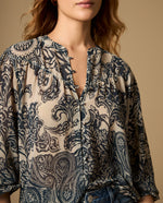 Camisa estampada manga larga cuello camisero - Azul