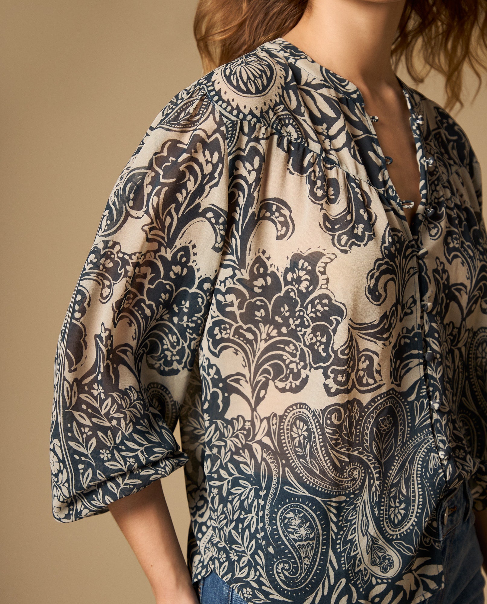 Camisa estampada manga larga cuello camisero - Azul 34_612H030_AZU194129_4