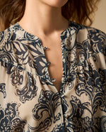 Camisa estampada manga larga cuello camisero - Azul