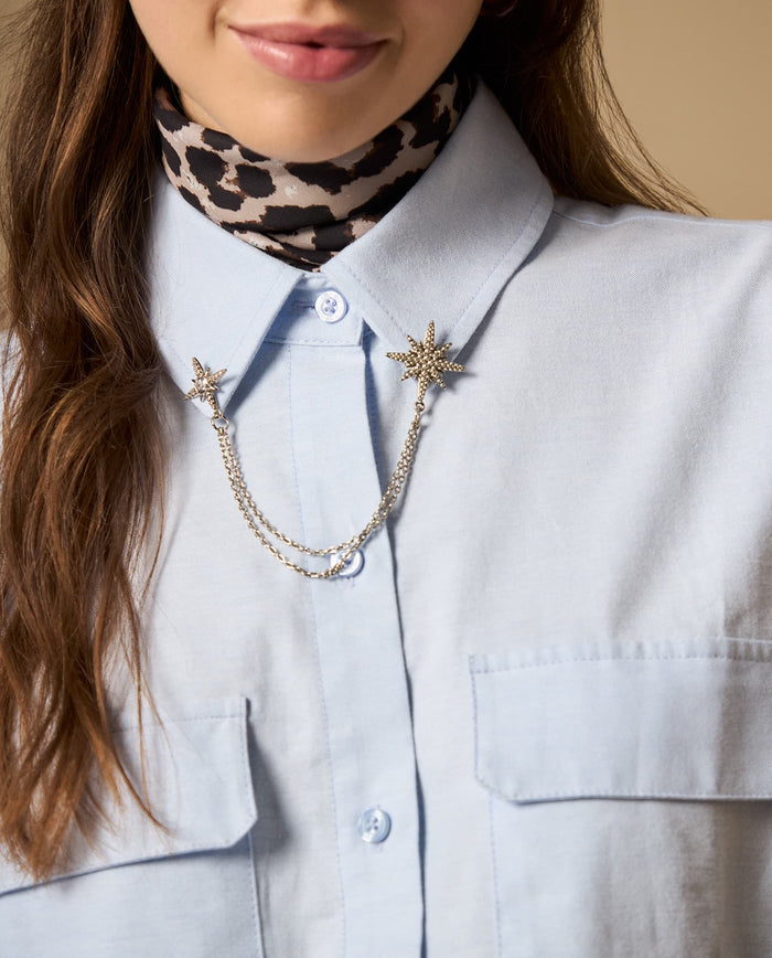 Camisa camisera manga larga con bolsillos de solapa - Azul 34_612H033_AZU134308_0