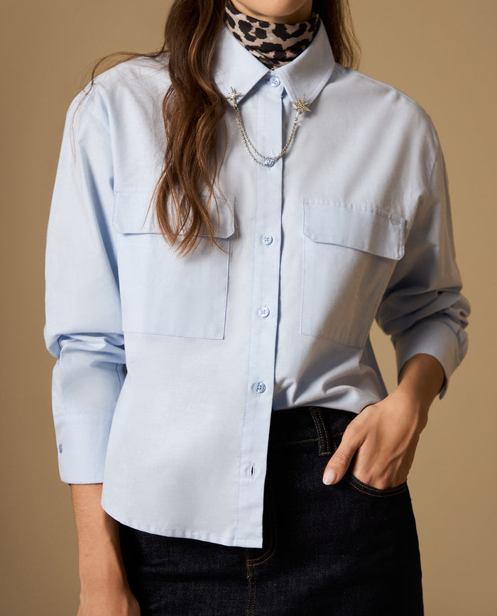 Camisa camisera manga larga con bolsillos de solapa - Azul 34_612H033_AZU134308_3
