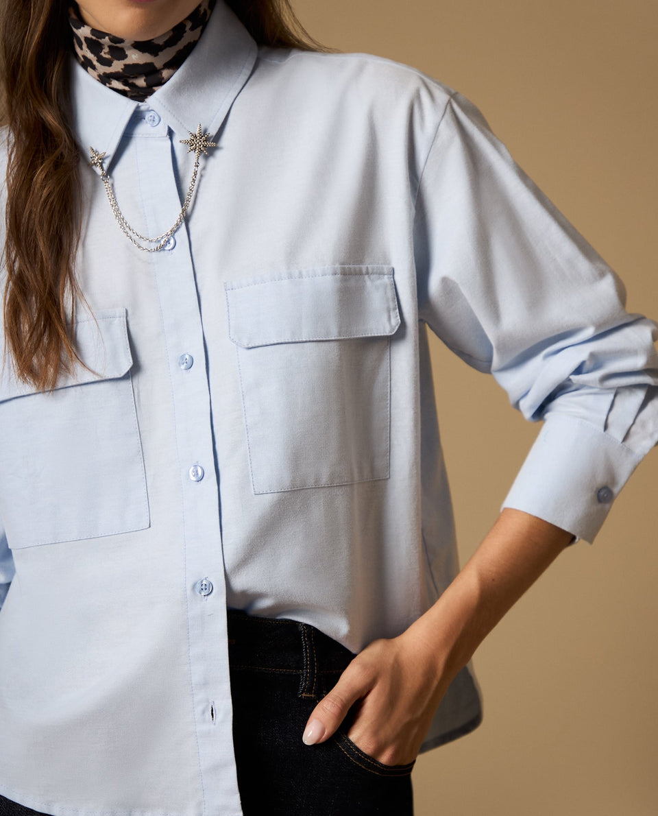 Camisa camisera manga larga con bolsillos de solapa - Azul 34_612H033_AZU134308_4