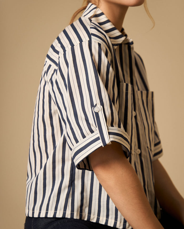 Camisa camisera manga corta con bolsillos frontales - Crudo 34_612H034_CRU114201_0