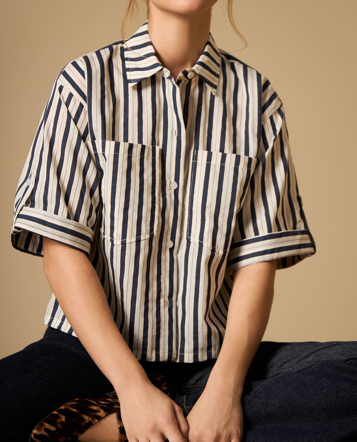 Camisa camisera manga corta con bolsillos frontales - Crudo 34_612H034_CRU114201_3