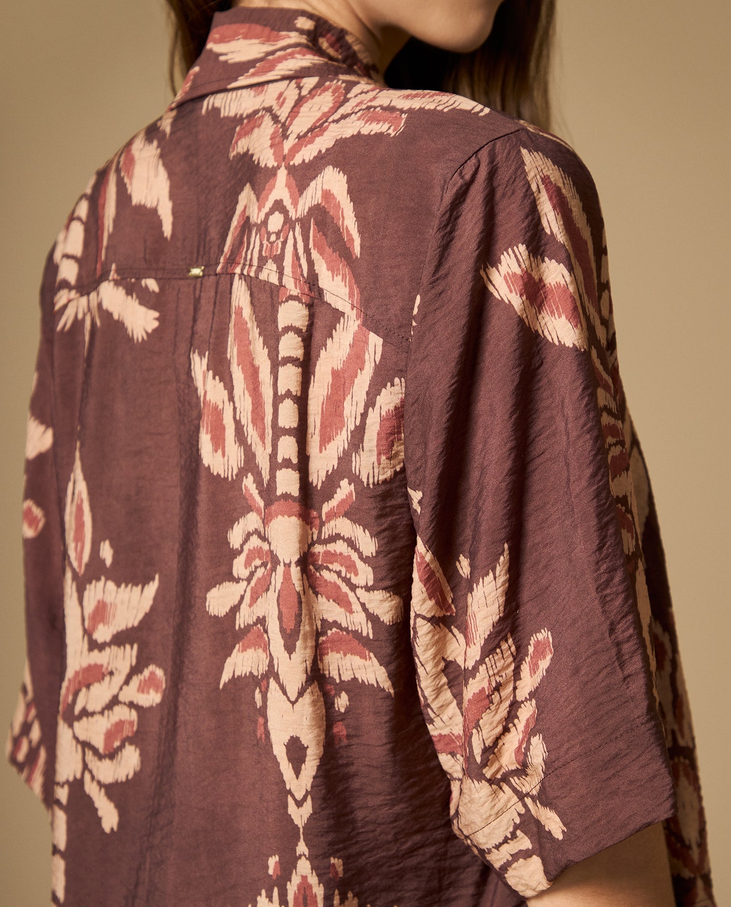 Camisa manga corta con diseño estilo ikat - Rojo
