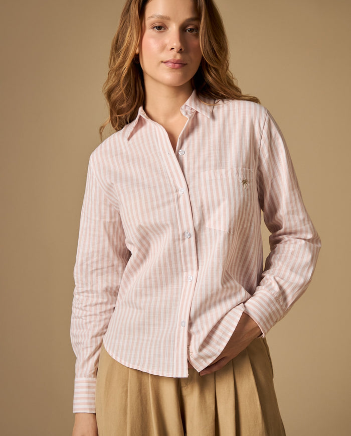 Camisa camisera manga larga con estampado a rayas - Rosa 34_612H051_ROS141312_0