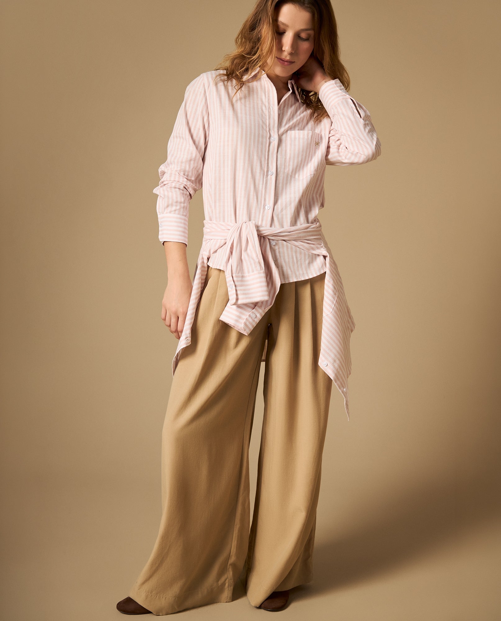 Camisa camisera manga larga con estampado a rayas - Rosa 34_612H051_ROS141312_6