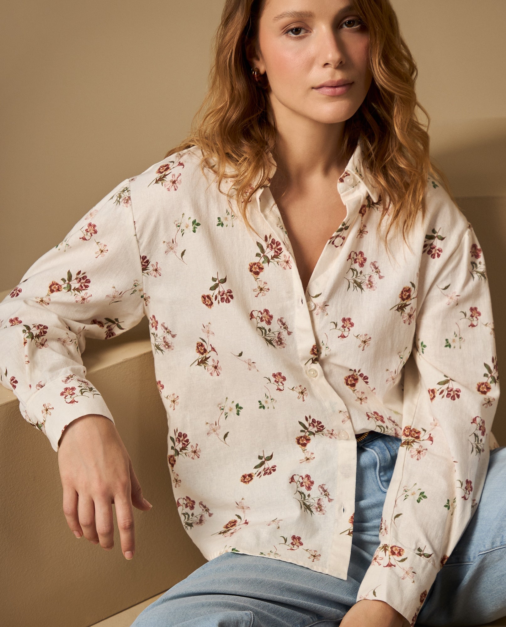 Camisa camisera estampada de manga larga - Crudo 34_612H067_CRU114201_0