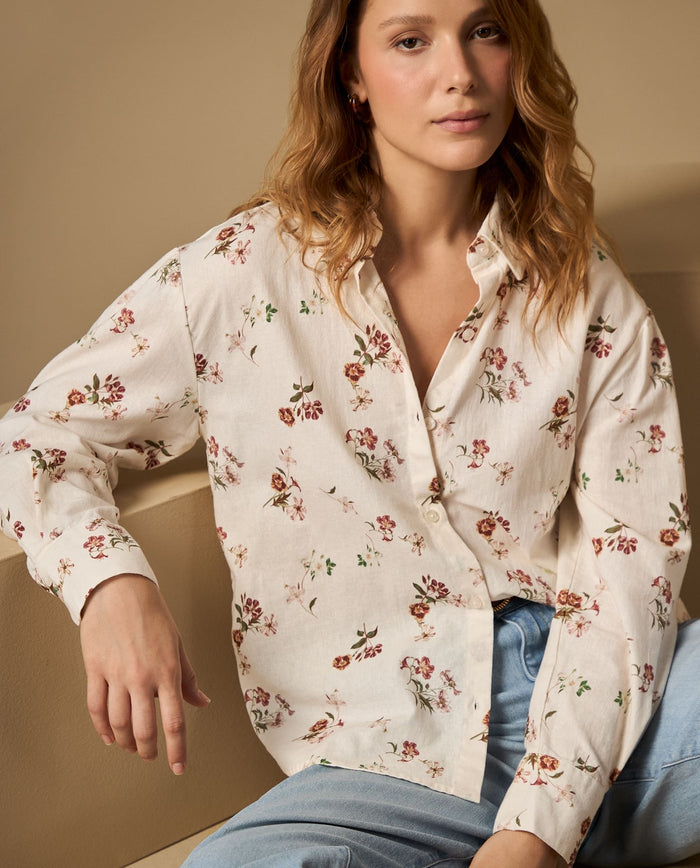 Camisa camisera estampada de manga larga - Crudo 34_612H067_CRU114201_0