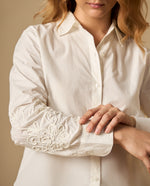 Camisa manga sisa cuello redondo en algodón - Crudo