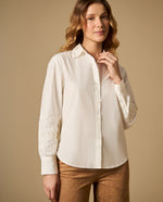 Camisa manga sisa cuello redondo en algodón - Crudo