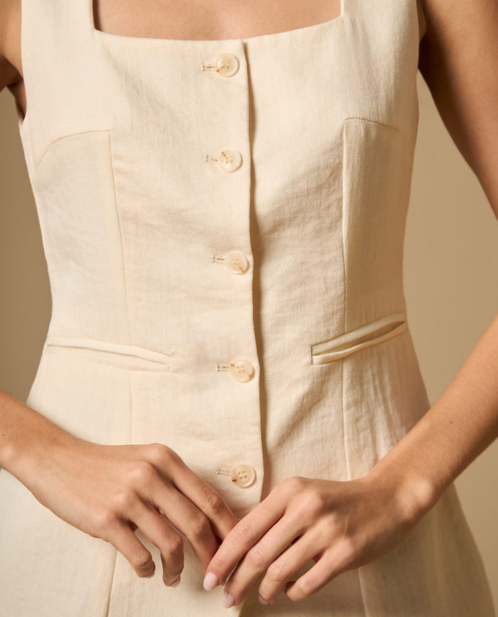 Camisa beige con botones frontales - Crudo 34_612H219_CRU110604_3