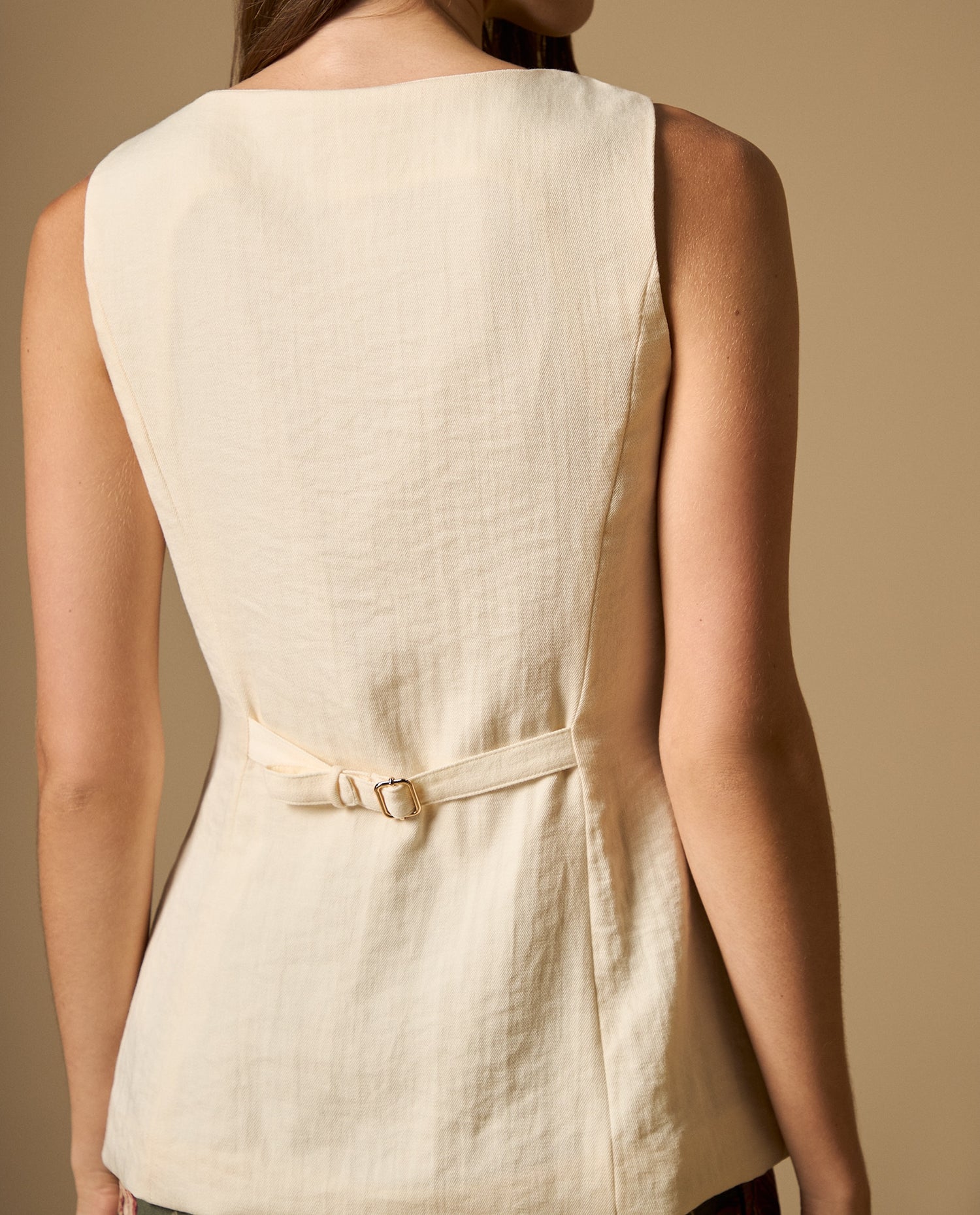 Camisa beige con botones frontales - Crudo