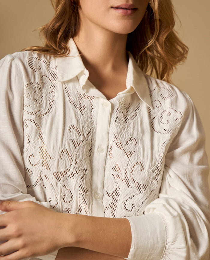 Camisa bordada manga larga con tejido con textura - Crudo 34_612H223_CRU114201_3