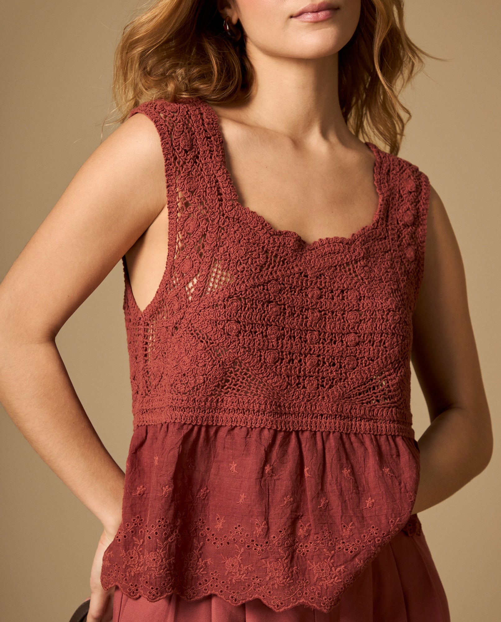 Camisa manga sisa con bordado en bajo - Rojo 34_612H224_ROJ181438_0