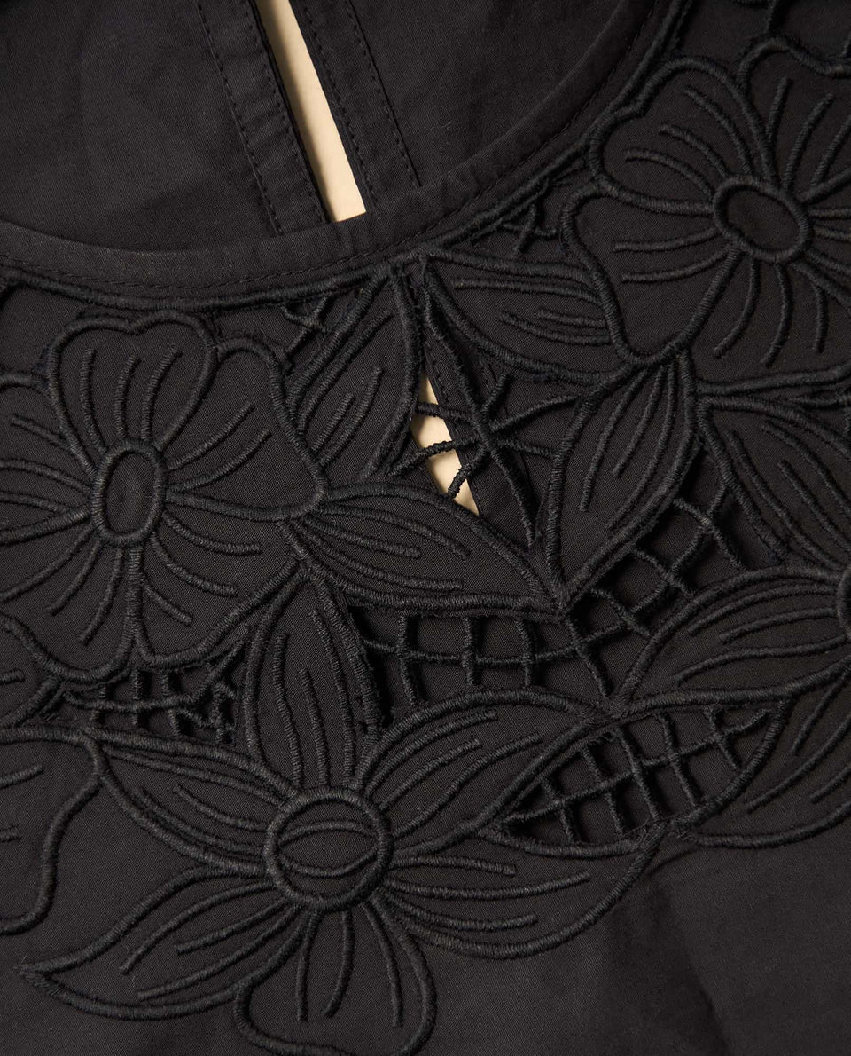Camisa manga sisa con bordado floral - Negro 34_612H227_NEG190303_6