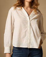 Camisa manga sisa cuello redondo en algodón - Crudo